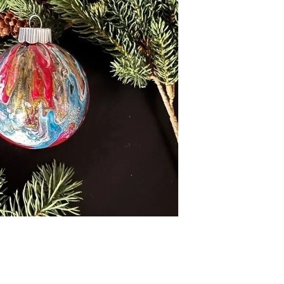 Other - Handmade Acrylic Pour‎ Christmas Ornament Unique Swirl Design Festive Holiday